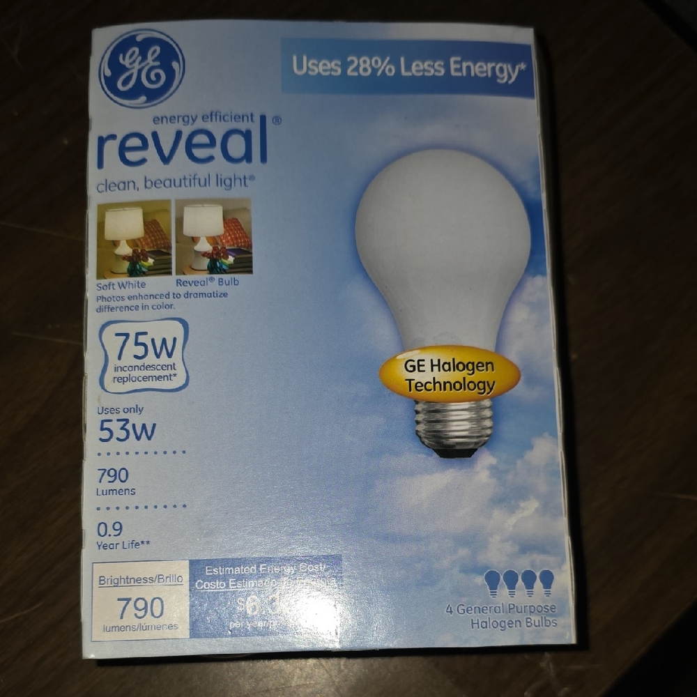 Reveal 75W Equivalent Soft White Halogen Light Bulb (Blue Packaging)